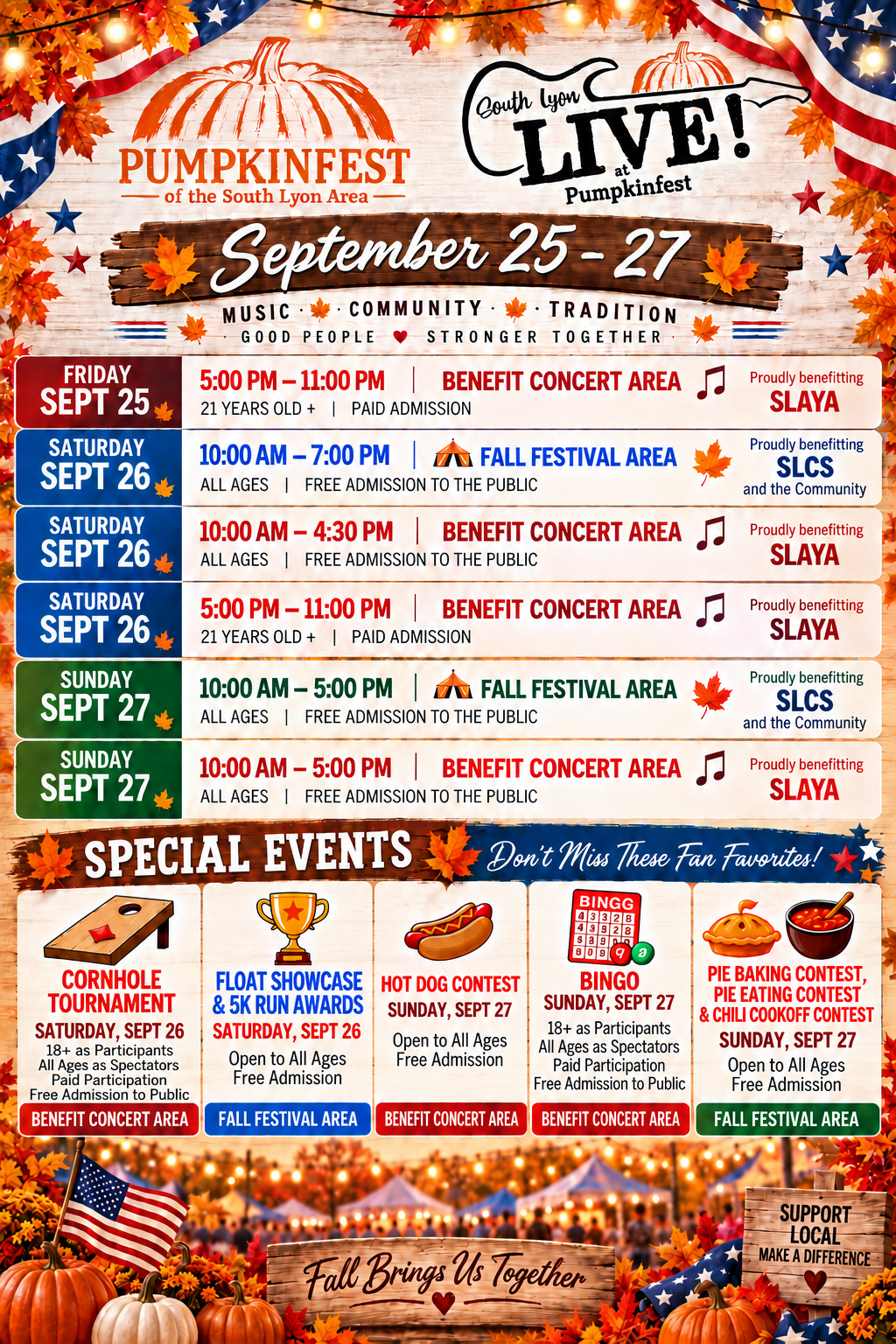 weekend schedule 2026